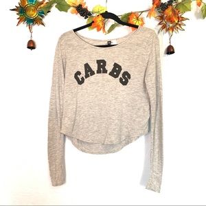 🌲 Divided H&M grey CARBS long sleeve crop top sm